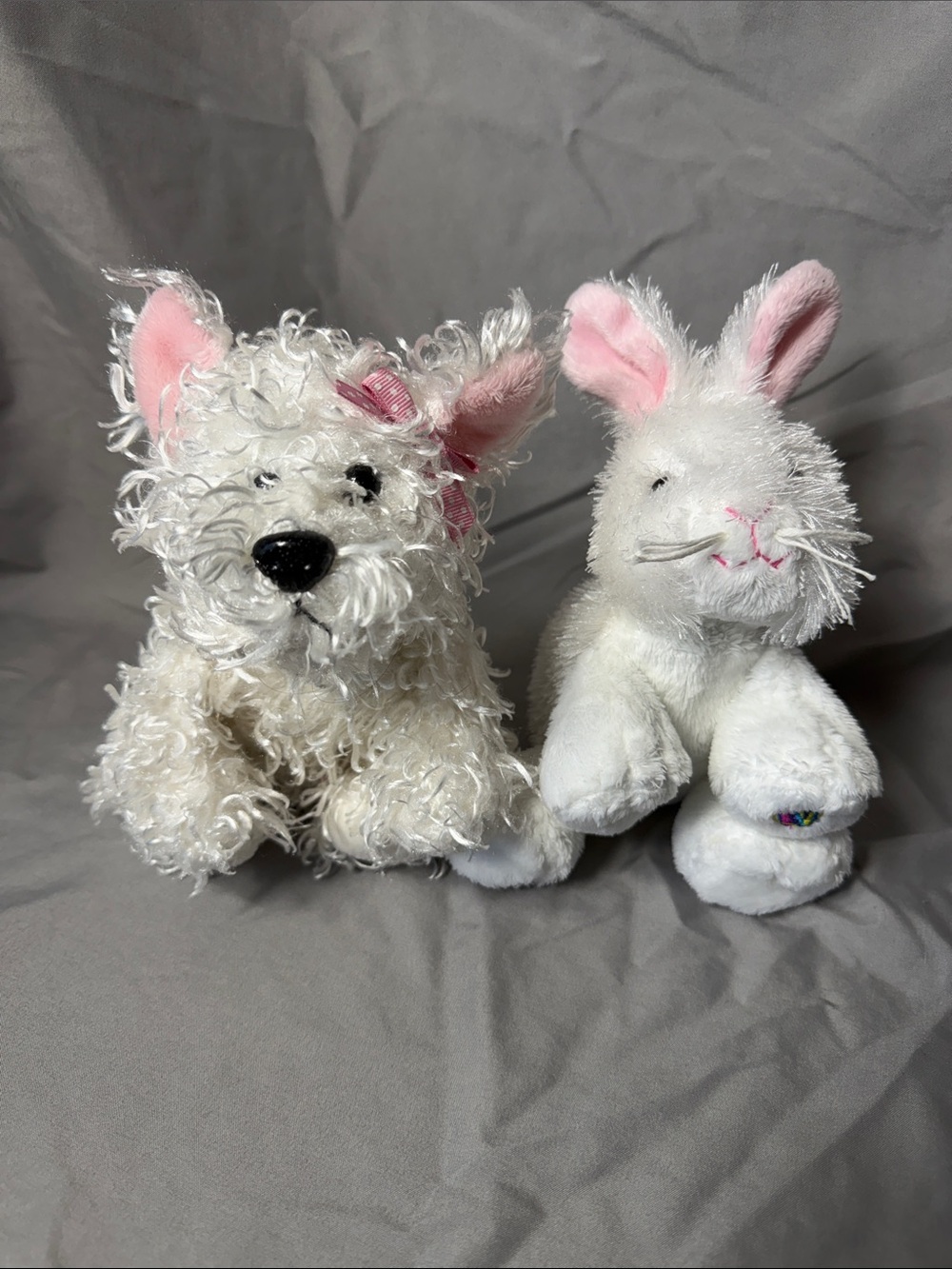 Webkinz Ganz White Bunny Rabbit & Terrier Dog Plush Lot Y2K Nostalgia Coquette